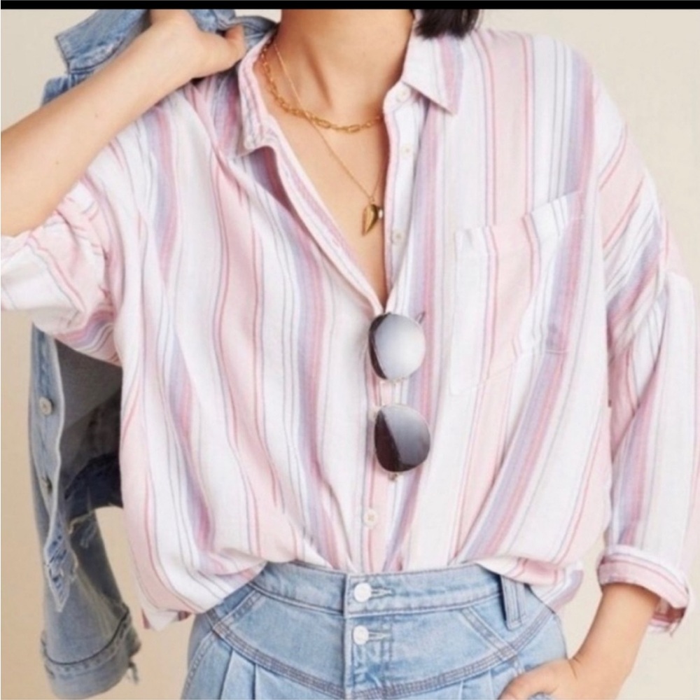 ANTHROPOLOGIE THE BO BOYFRIEND BUTTON DOWN SHIRT